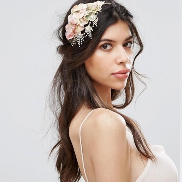 Wreath Bridal Crystal Jeweled Boho Flower Headband Floral Crown Garland Wedding - Picture 4 of 4